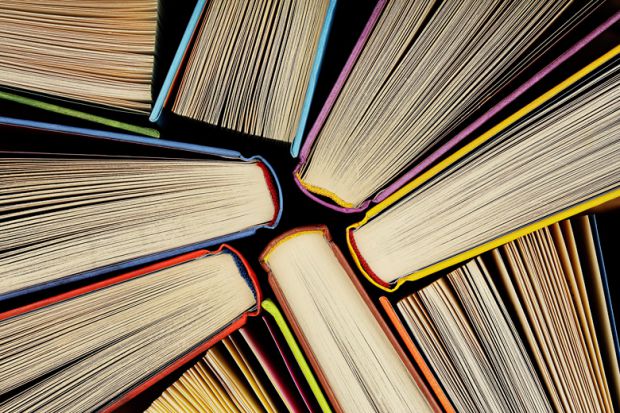 book spines viewed from above